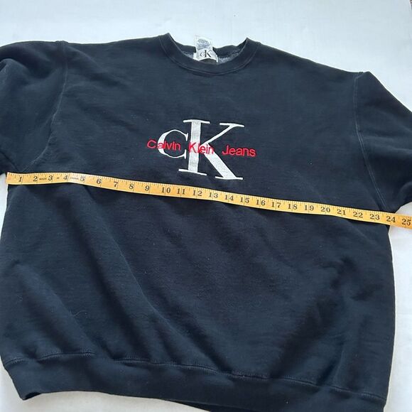 Calvin Klein Jeans Vintage Black Crewneck Embroidered Sweatshirt Size XL - Picture 4 of 8